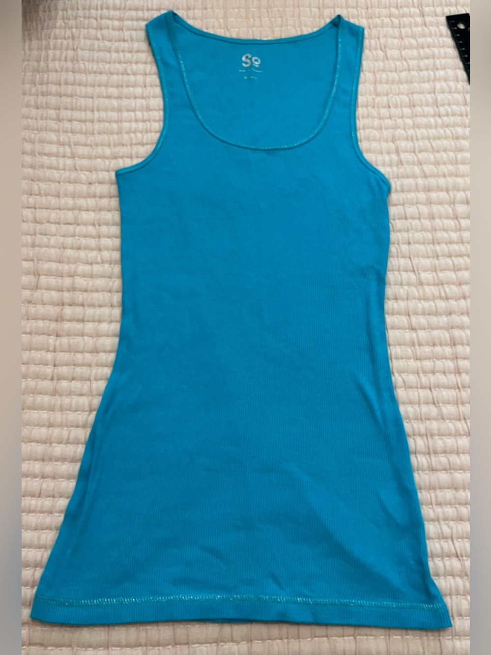 New SO Fitted Tank Top Ribbed Racerback Bright Blue Size Small